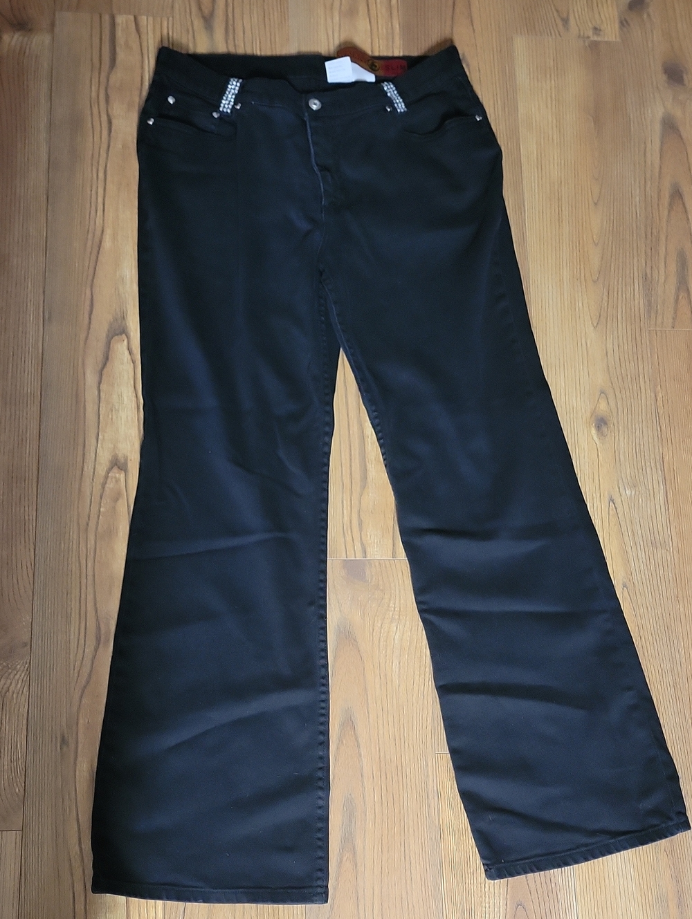 Vintage Lawman Black Jeans w/ Rhinestone Belt Loops & Back Pockets
